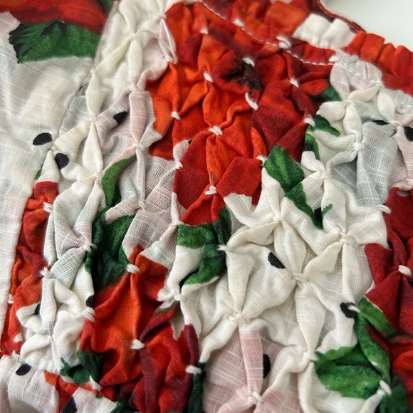 Maeve Anthropologie Mini Dress Floral Print Smocked Short Sleeve Size M - Picture 11 of 11